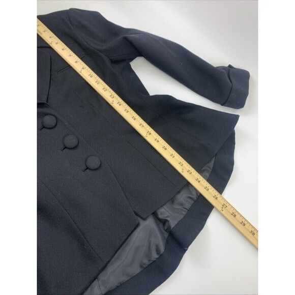 BOGO Broadway Vintage Collection Black Wool Blazer Three Button High Low Women M - Picture 11 of 12